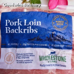 Pork baikut iga import US Berkshire WholeStone Nebraska BACKRIB LOIN 12-13ribs back rib frozen +/- 1.3 kg/slab dimension 45x14cm 18x5" (price/kg)
